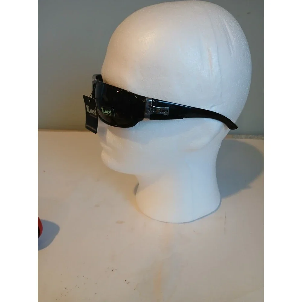 LOCS Rectangular OG Gangster Cholo BLACK Sunglasses Biker Shades Hardcore